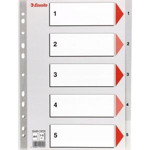 Przekładki Esselte A4 Szare 1-5
